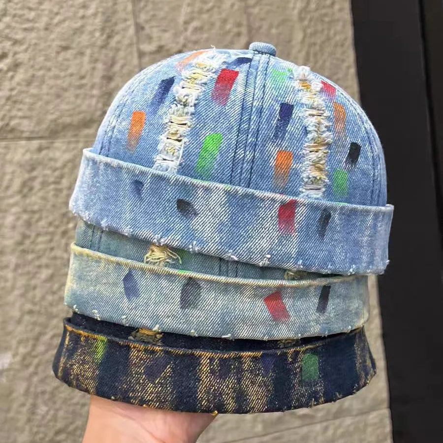 Retro Ripped Denim Hat Unisex Summer