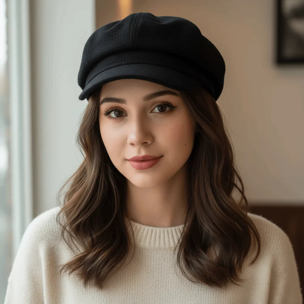 Vintage Octagonal Women Berets Winter Accessories Retro Visors Cap
