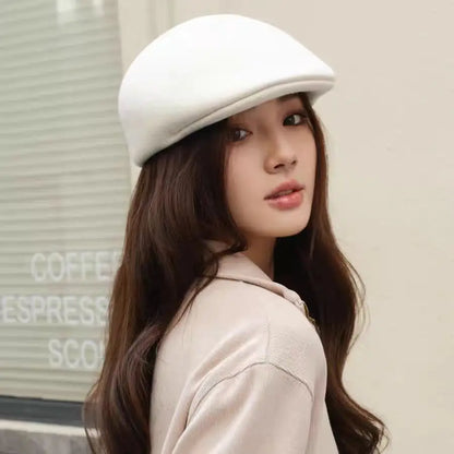 Winter High Quality Thick Wool Felt Classic Forward Cap