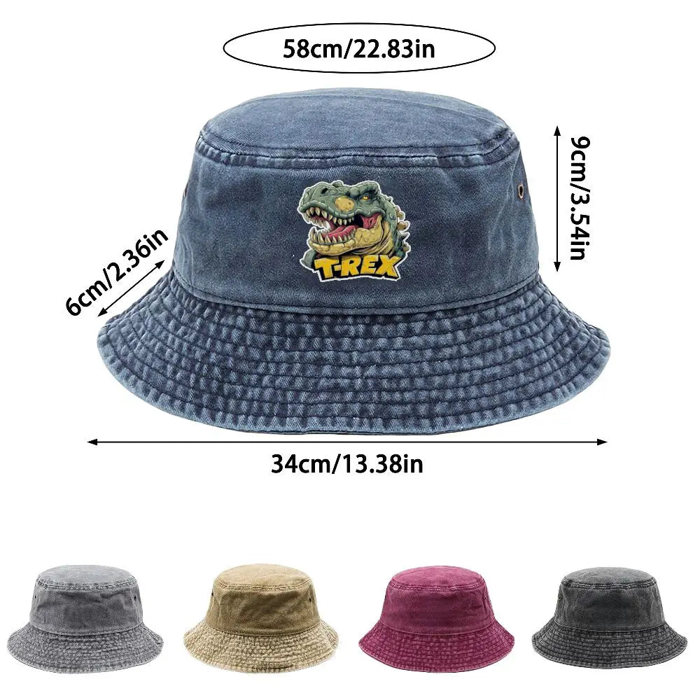 2026 Jurassic Park Bucket Cap Distressed Hats Cap Dinosaur Men Retro Outdoor