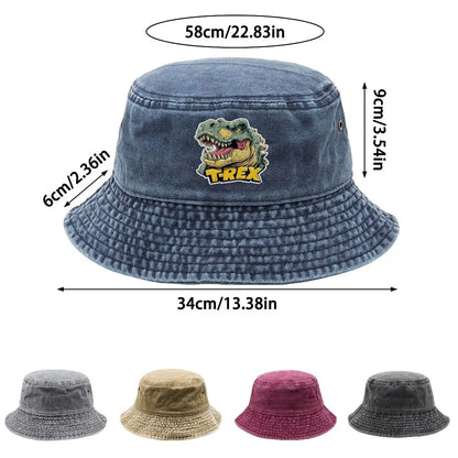 2026 Jurassic Park Bucket Cap Distressed Hats Cap Dinosaur Men Retro Outdoor