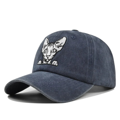 Vintage Cat Embroidery Baseball Cap