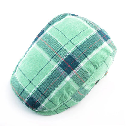 Vintage Plaid Berets Men Autumn Streetwear Peaked Cap