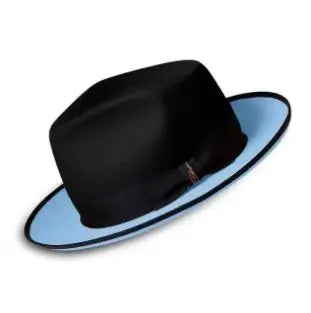 Men Women Wool Felt Fedora Hat Retro British Style Two Tone Jazz Cap