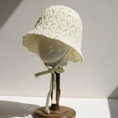 Women Bucket Hat Summer Hollow Out Thin Breathable Sun Hat