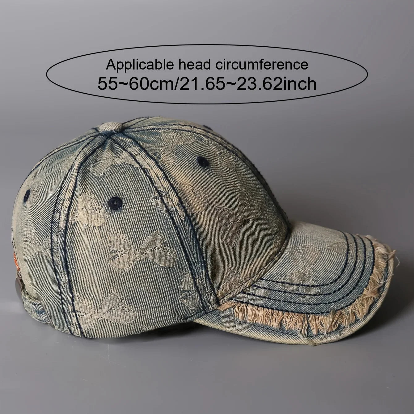 Retro Butterfly Jacquard Distressed Frayed Soft-Top Baseball Cap