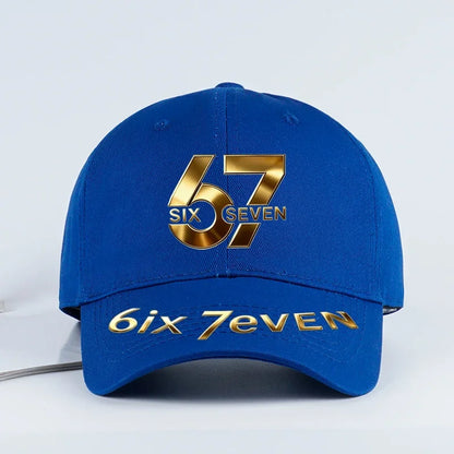 67 Six Seven Gold Letter Print Baseball Cap Adjustable Daily Wear Streetwear Hat For Trend Lovers