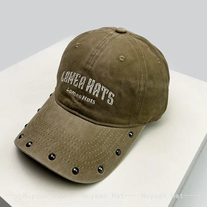 American Retro Rivet Embroidered Letters Baseball Hats