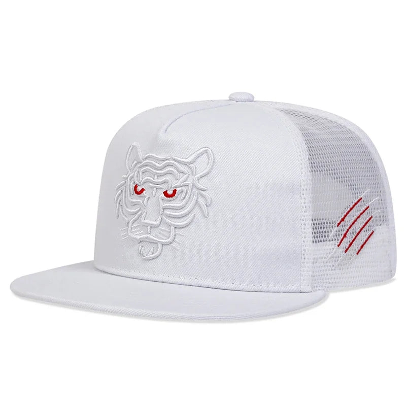 Unisex Tiger Embroidery Hip-hop Net Hats Spring Summer