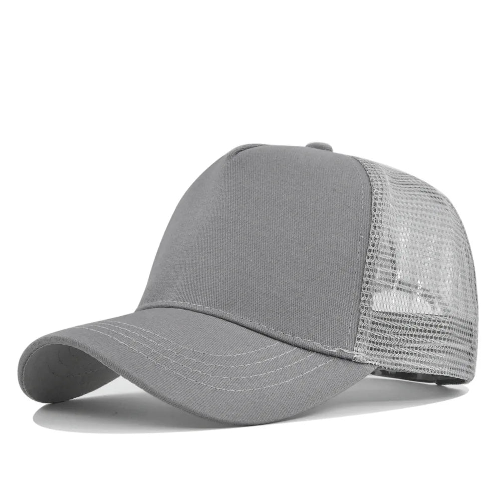 Customized Logo Hard Top 5 Panels Mesh Baseball Cap For Men Women