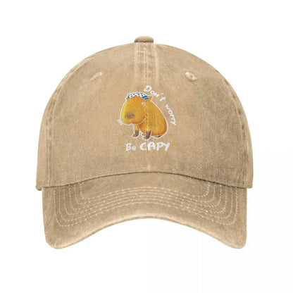Classic Denim Capybara Don't Worry Be Capy Baseball Cap Men Women Spring Autumn