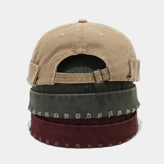 New Custom Logo Retro Washed Cotton Brimless Hat