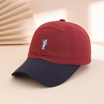 A Color-Blocked Embroidered Bear Quick-Drying, Lightweight, Sunshade, Versatile Baseball Cap
