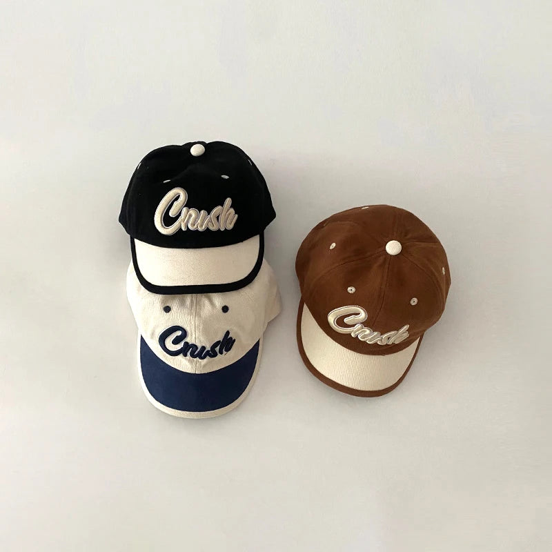 Retro Patchwork Baby Baseball Cap Letter Embroidered Peaked Cap