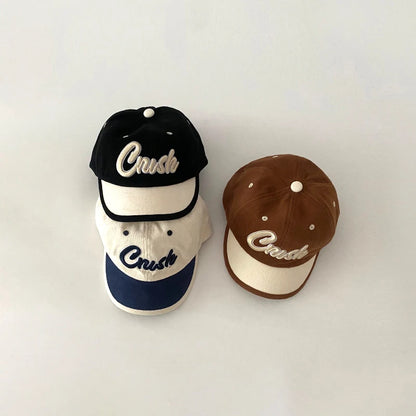 Retro Patchwork Baby Baseball Cap Letter Embroidered Peaked Cap