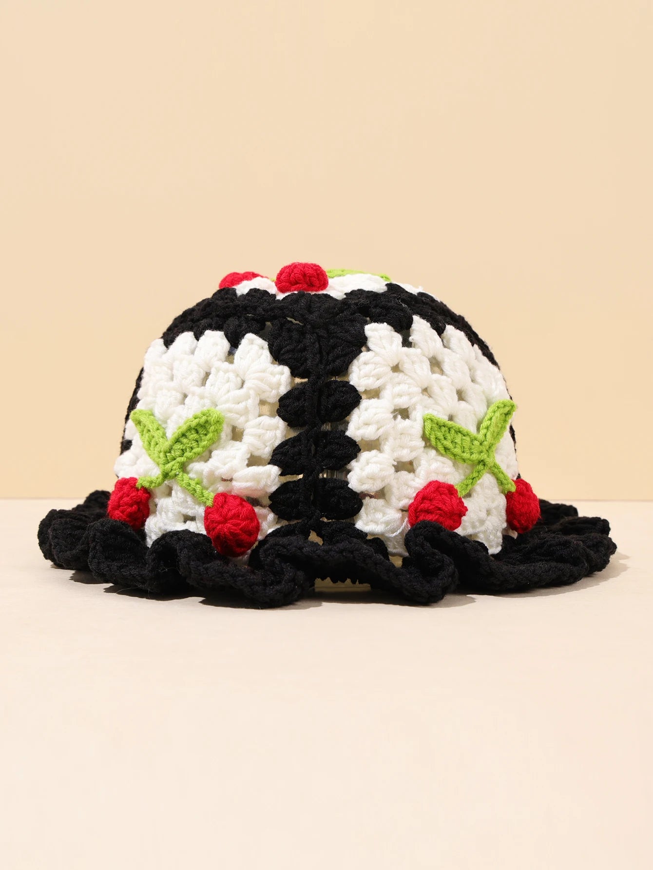 Retro Cherry Handmade Crochet Bucket Hat