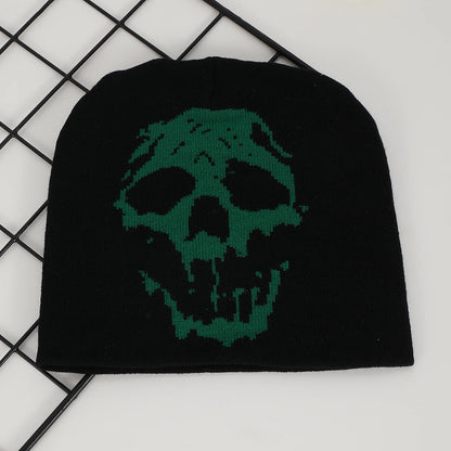 European And American Style Trendy Skull Jacquard Knitted Hat