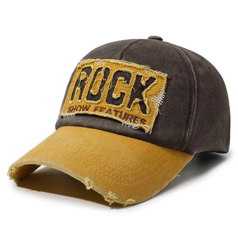 Letter Rock Embroidery Cotton Baseball Cap For Men Women