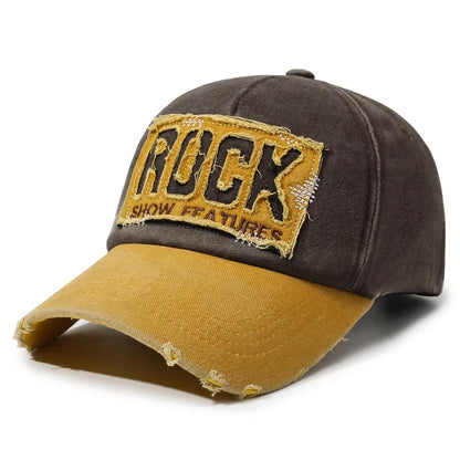 Letter Rock Embroidery Cotton Baseball Cap For Men Women