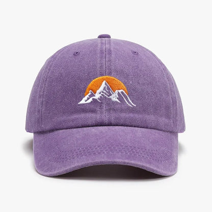 Unisex Embroidered Sunset Baseball Hat, Solid Color Adjustable Outdoor