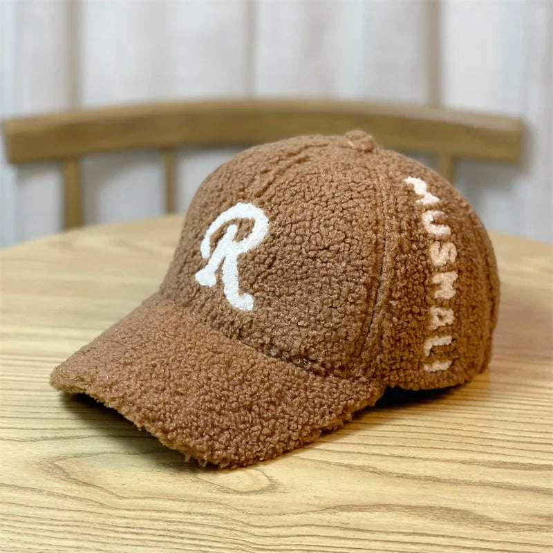 Fashion New Embroidered Letter Imitation Lamb Velvet Baseball Hat