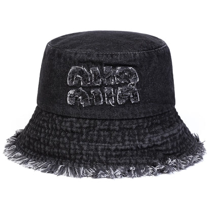 Unisex Niin Letter Hole Personality Cowboy Bucket Hats Fishermen Caps