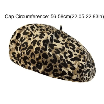 Retro Cloud Leopard Print Beret Y2K Korean Style Octagonal Cap