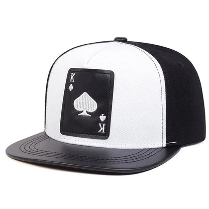 Pu Leather Playing Card Peach Heart K Embroider Hats