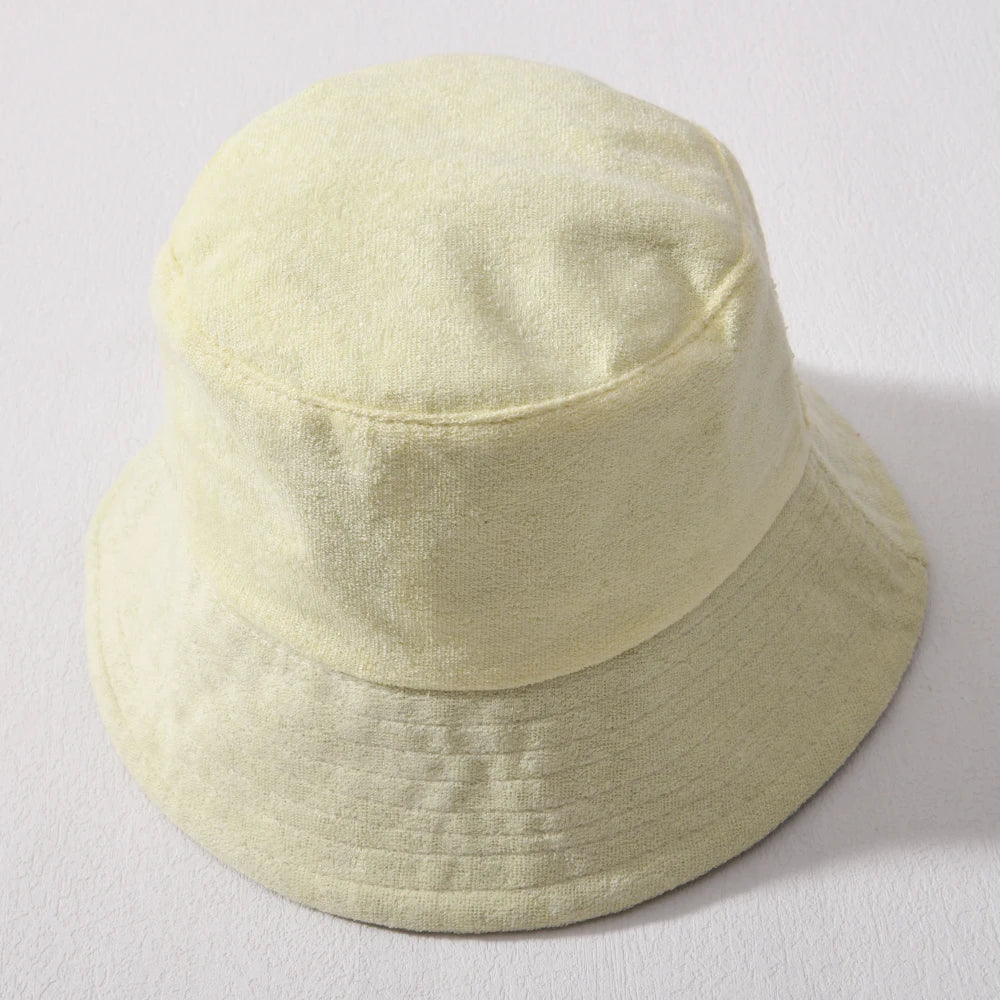 Simple Terry Cloth Towel Bucket Hat Spring Autumn