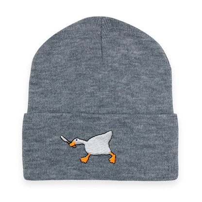 Big Goose Embroidered Knitted Hat For Winter And Winter Warmth