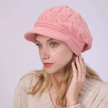 Women's Winter Cable Knit Hat Fashion Beret & Peaked Cap