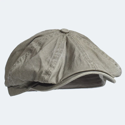 Washed Cotton Newsboy Cap Peaky Octagonal Hat