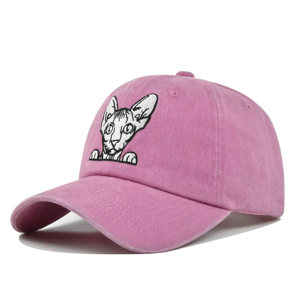 Vintage Cat Embroidery Baseball Cap