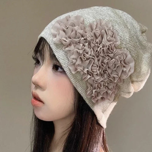 Japanese Korean Style Floral Slouchy Hat, Sun Protection Face-Framing Summer Cap
