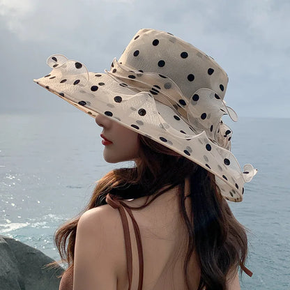Unique Design Organza Sun Hats For Women Wide Brim