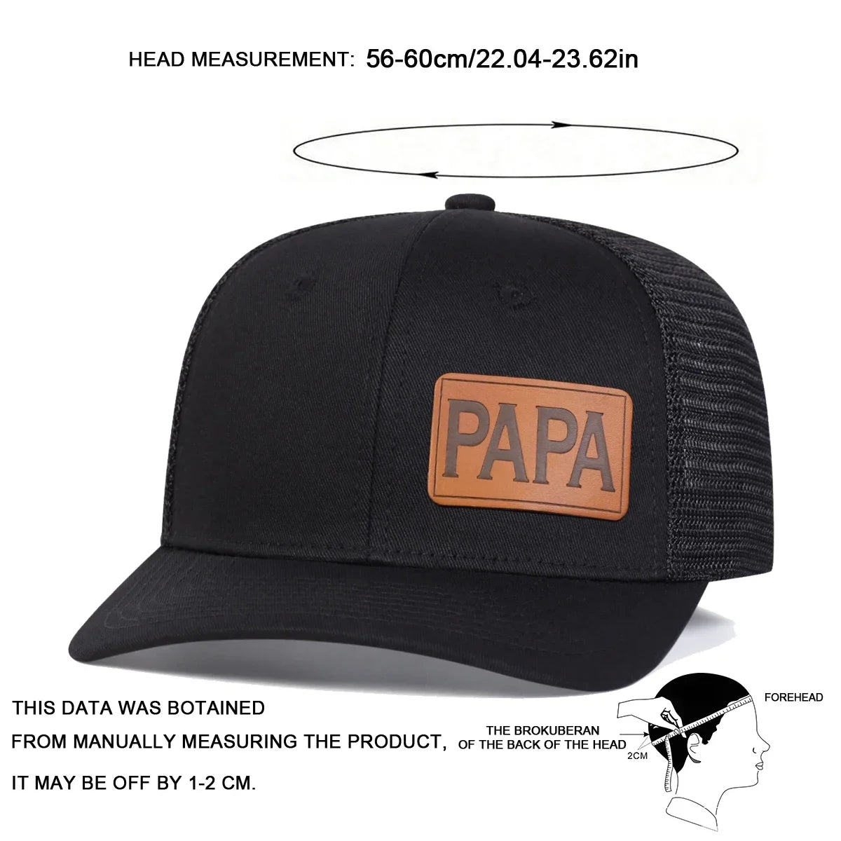 Unisex Brown PAPA Leather Label Baseball Net Caps Spring Summer