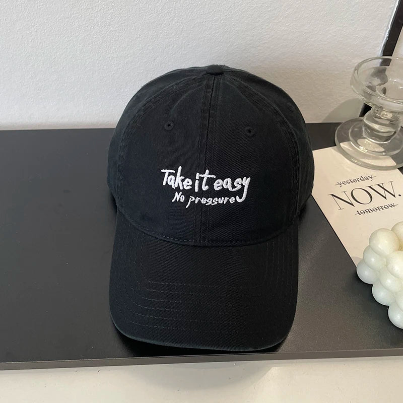 Letter Embroidery Soft Top Baseball Cap Fashion Casual Versatile Couple Cap