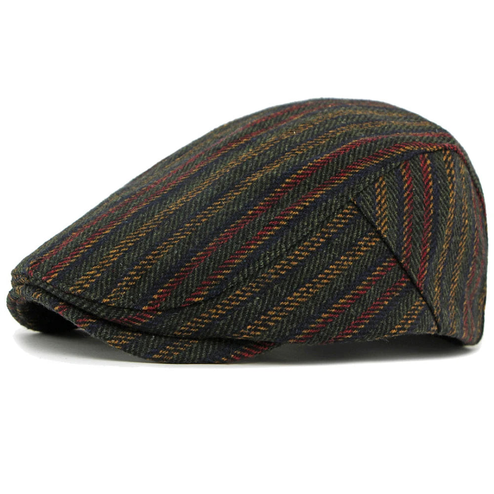Men Berets Women Retro Striped Artist Painter Wool Beret Hat