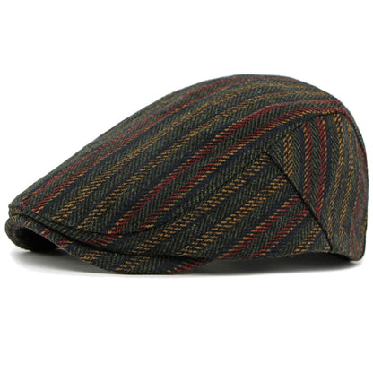 Men Berets Women Retro Striped Artist Painter Wool Beret Hat