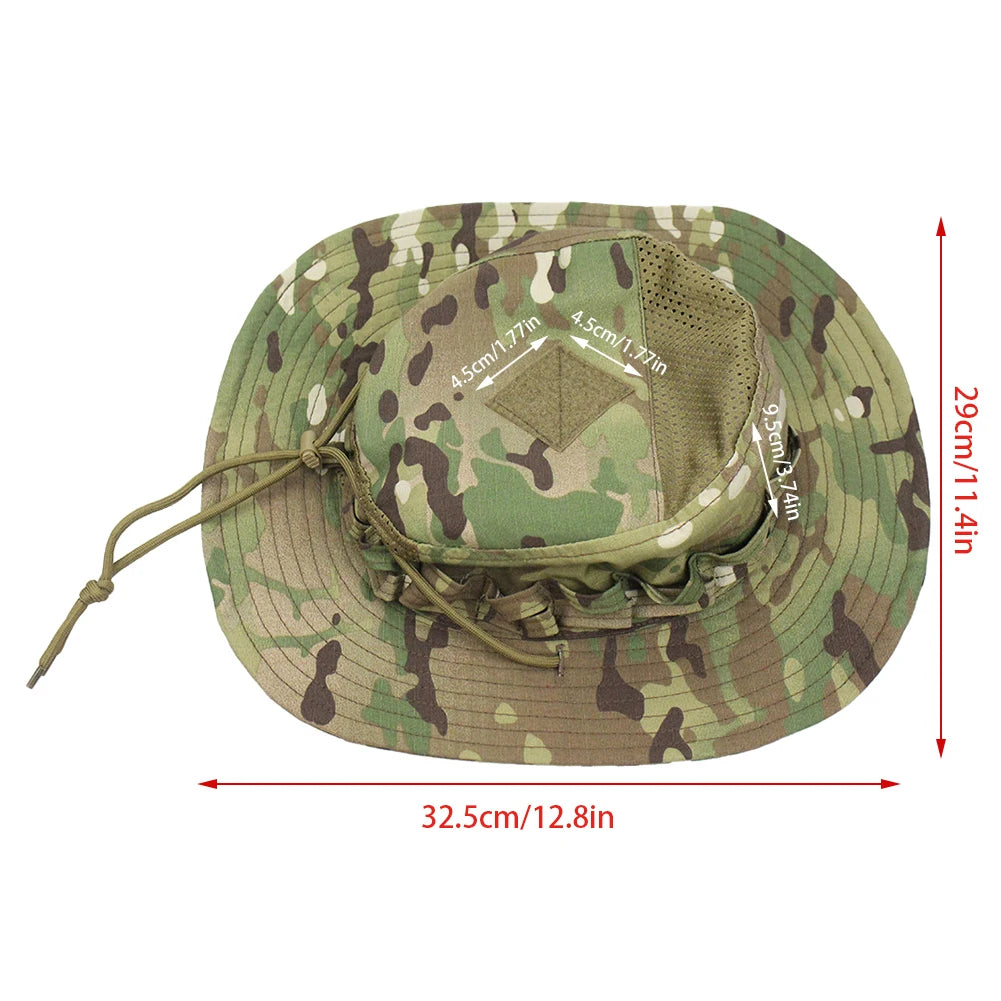 Camouflage Enthusiasts Square Pocket Camo Bonnie Cap US Bucket Benny Hats Fishing