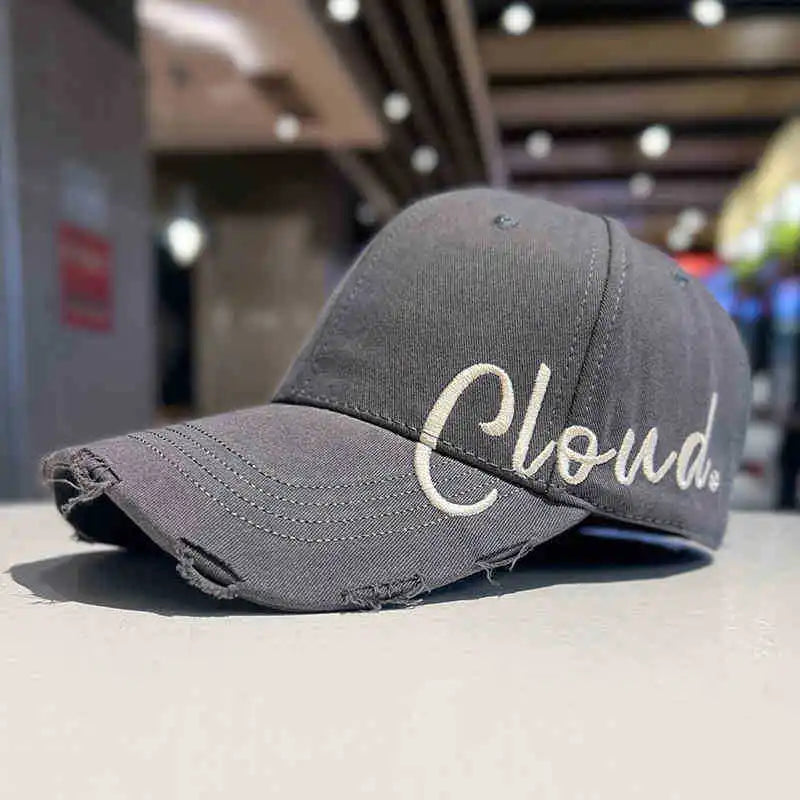 Black Side Letter Embroidered Baseball Cap for Summer