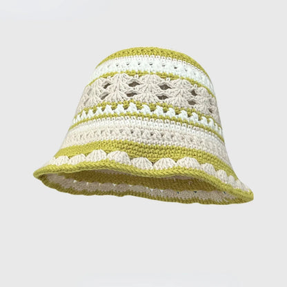 Dopamine Autumn Crochet Panama Cap Korean Handmade Bucket Hats