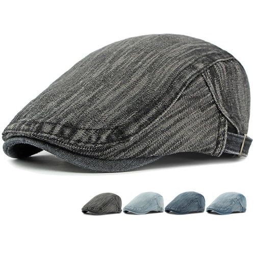 Male Female Retro Artist Painter Beret Hat Spring Summer Cotton Denim Beret Cap