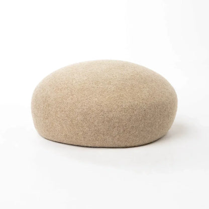 Women Wool Felt Berets Hat Vintage Hard Top Concave Top Fedoras Hats