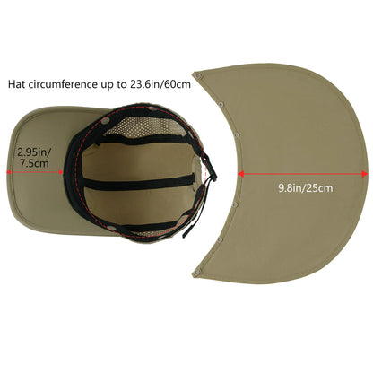 UPF 50+ Foldable Fishing Hat Baseball Cap With Removable Neck Flap Portable