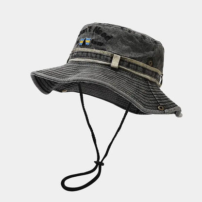 Spring Cotton Letter Embroidery Pattern Bucket Hat