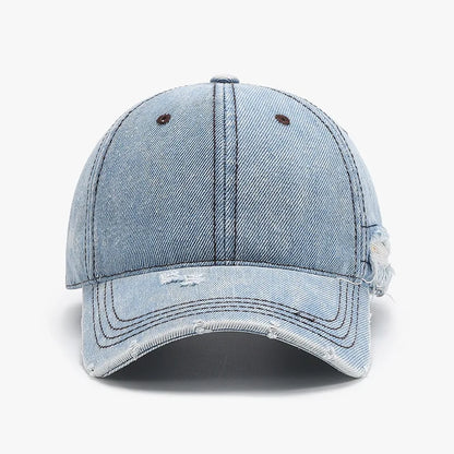 Denim Baseball Cap For Men Cotton Hats Distressed Ripped Large Caps