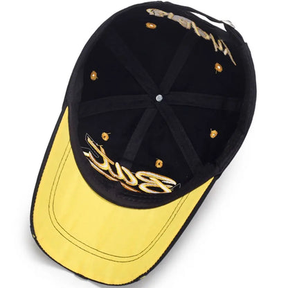 Versatile Broken Hole BAT Embroidery Adjustable Peaked Cap Casual Sunscreen Hats Outdoor Sports