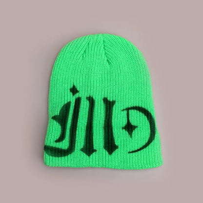 Color Block Street Sanskrit Knitted Hats Autumn And Winter New Unisex Y2k Warm