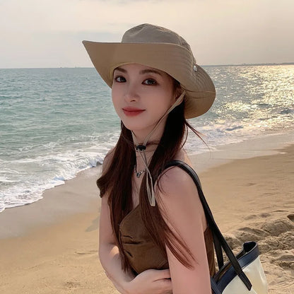 Summer Men Bucket Hat Outdoor UV Protection Wide Brim Hunting Hiking Hat